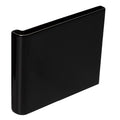 External half tile wrapping piece jet black made of glossy black plastic with rounded edges and sleek rectangular design