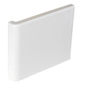 White rectangular ceramic external wrapping piece brilliant white with smooth glossy finish and rounded edges