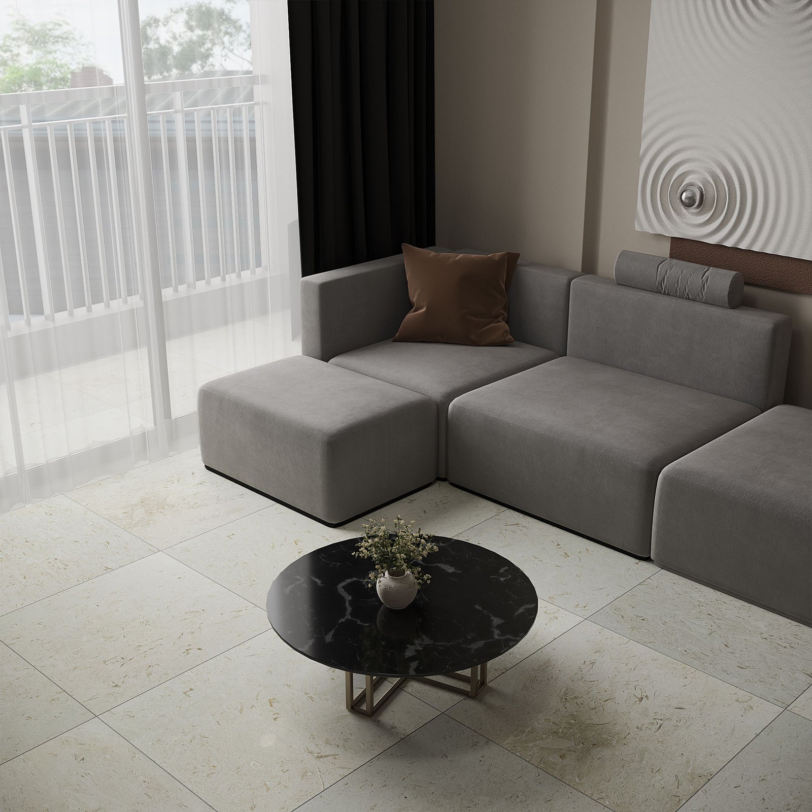 Angled view showing the softened edge and matt brushed face of Shellstone limestone