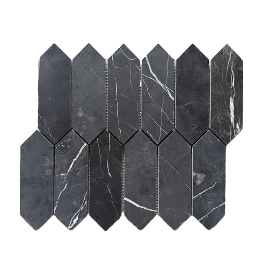 Nero Marquina Honed Marble Picket Mosaic Wall & Floor Tile
