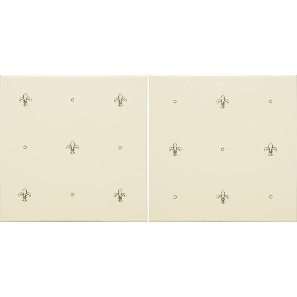 Fabergé Fleur de Lis 2-tile Set Charcoal Grey on County White