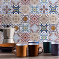 Fable Patterned Mosaic vintage-style patterned ceramic mosaic with a white moka pot