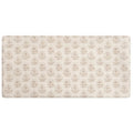 Beige rectangular Fabrique Picot mat with a repeating damask floral pattern in soft taupe and cream tones