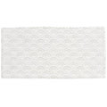 White fabric bath mat fabrique rosaline dove grey with subtle raised fan-shaped pattern for bathroom use
