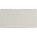 Cream-colored rectangular Fabrique Rosaline soft taupe mat with subtle light gray scalloped fan pattern