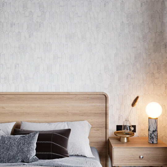 Carrara White Honed Marble Picket Mosaic Wall & Floor Tile