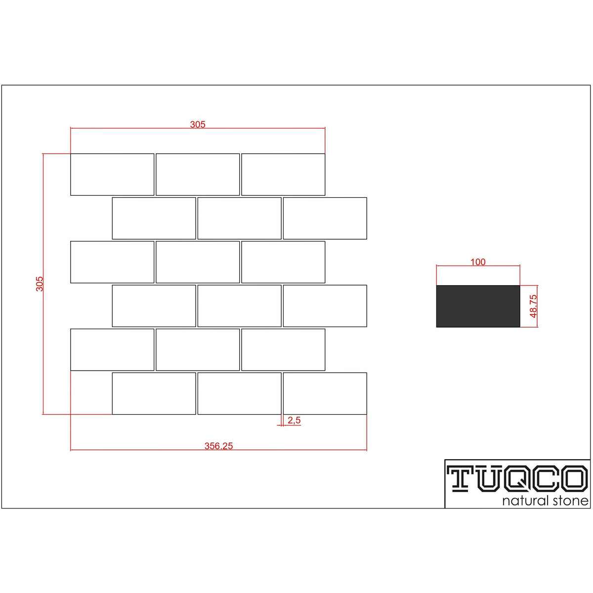 Tumbled Carrara marble brick mosaic used as a kitchen splashback behind a worktop