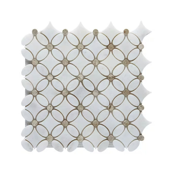 Silver Shadow Polished Marble Flower