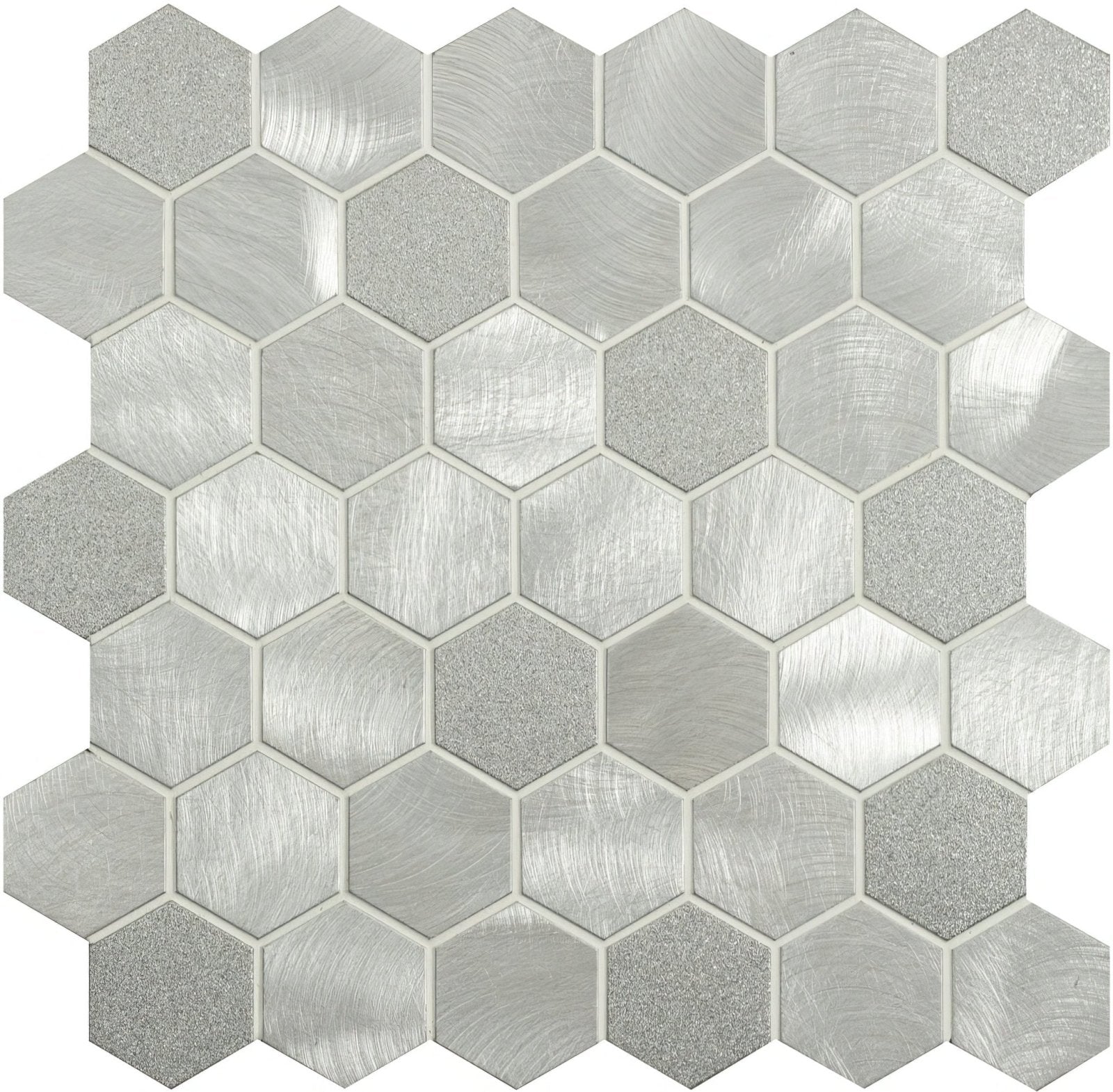 Fenrir Silver Mixed Finish Hexagon Mosaic