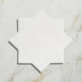 Fez porcelain star white tile with a smooth glossy finish and white star shape for decorative wall use