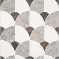 Gray and white marble-patterned tiles with fan-shaped design in figure shell dark mosaic for decorative use
