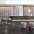 Figure Shell Light Mosaic white and grey marble fan mosaic on a reception desk