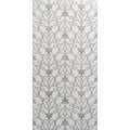 A rectangular translucent white tile palazzo filigrana 60x30cm with silver gray ornamental vine and leaf patterns