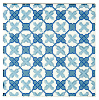 Filigree Blue on Brilliant White - Hyperion Tiles