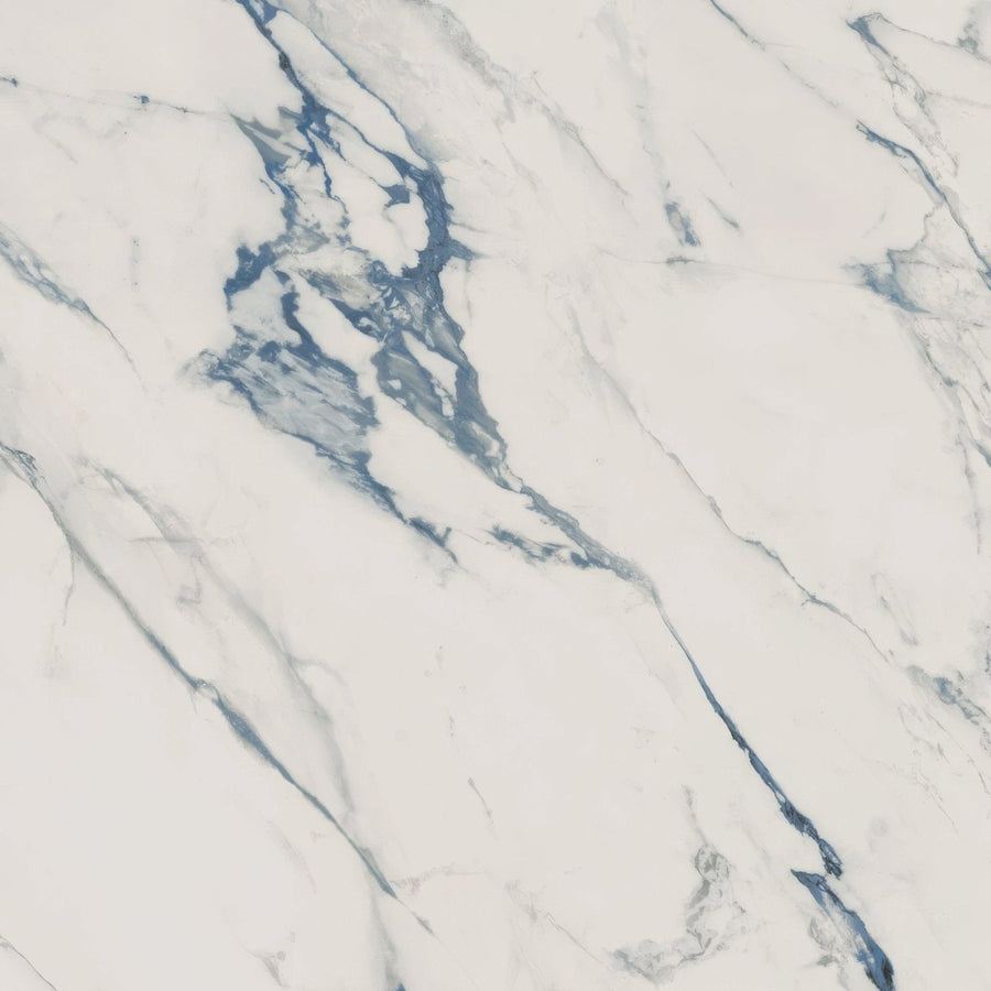 White marble surface with elegant flowing blue veining in firenze 1840 blue calacatta polished slab
