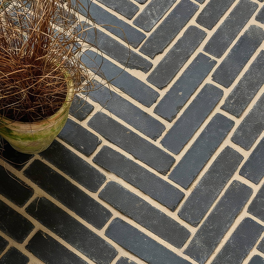Flanders Charcoal Tumbled Clay Pavers 5x20.4cm Floor Tile