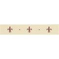Cream-colored decorative border strip with burgundy fleur de lis motifs and small dots on county white background