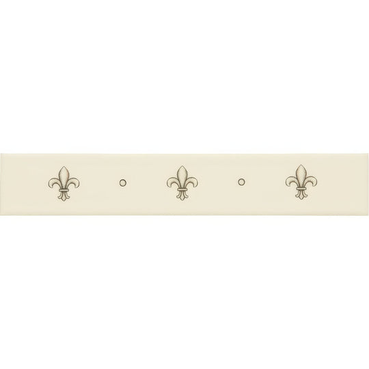 Fleur de Lis Border Charcoal Grey on County White