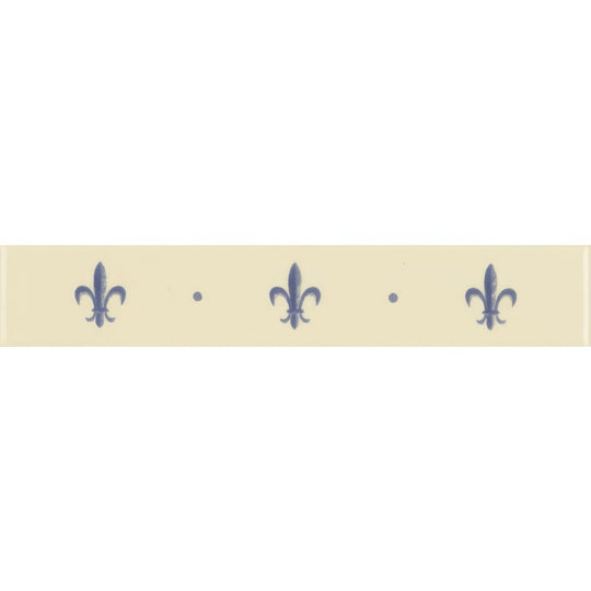 Fleur de Lis Border Royal Blue on County White