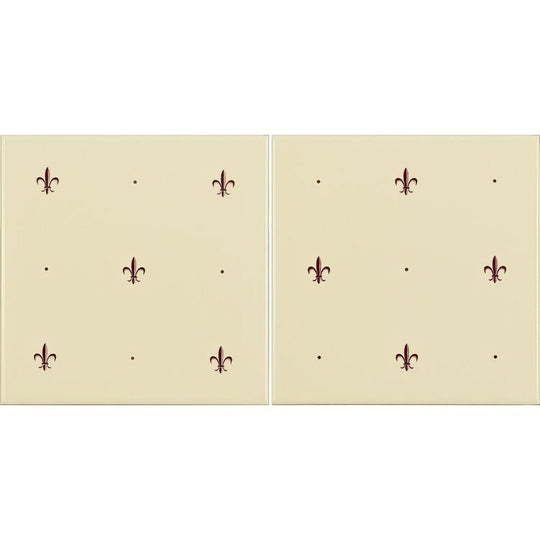 Fleur de Lis Burgundy on County White (2 Tile Set)