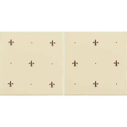Fleur de Lis Burgundy on County White (2 Tile Set)