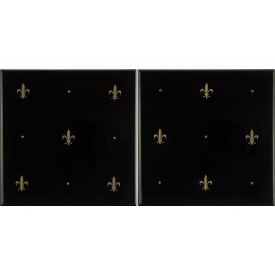 Fleur de Lis Gold on Jet Black (2 Tile Set)