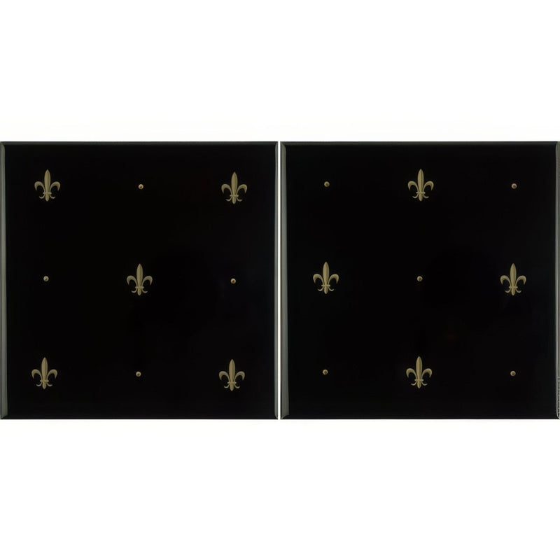 Fleur de Lis Gold on Jet Black (2 Tile Set)