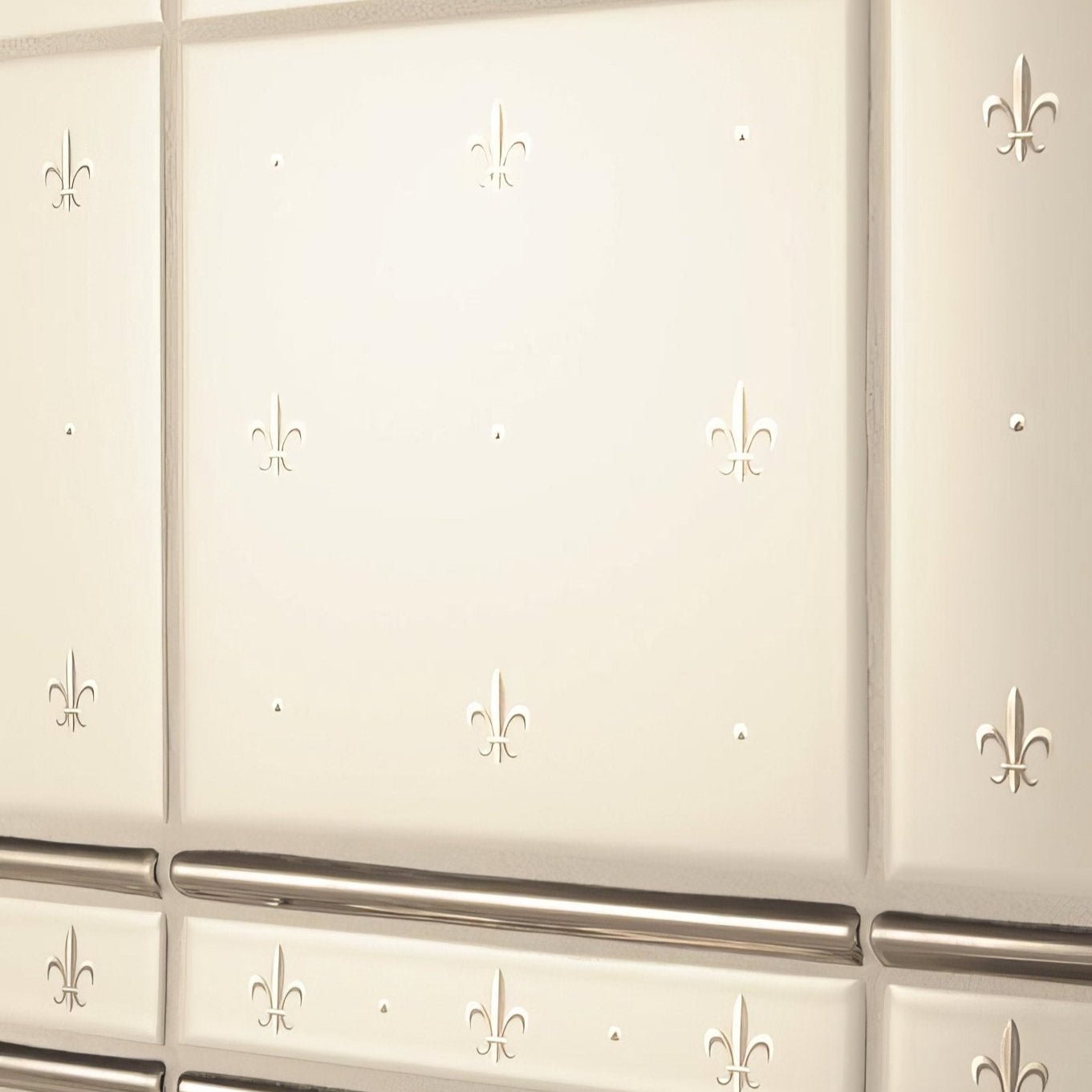 Fleur de Lis Platinum on Brilliant White (2 Tile Set)