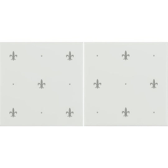 Fleur de Lis Platinum on Brilliant White (2 Tile Set)