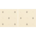 Fleur de Lis Platinum on County White two-tile set, a metallic lustre fleur-de-lis on a cream ceramic ground