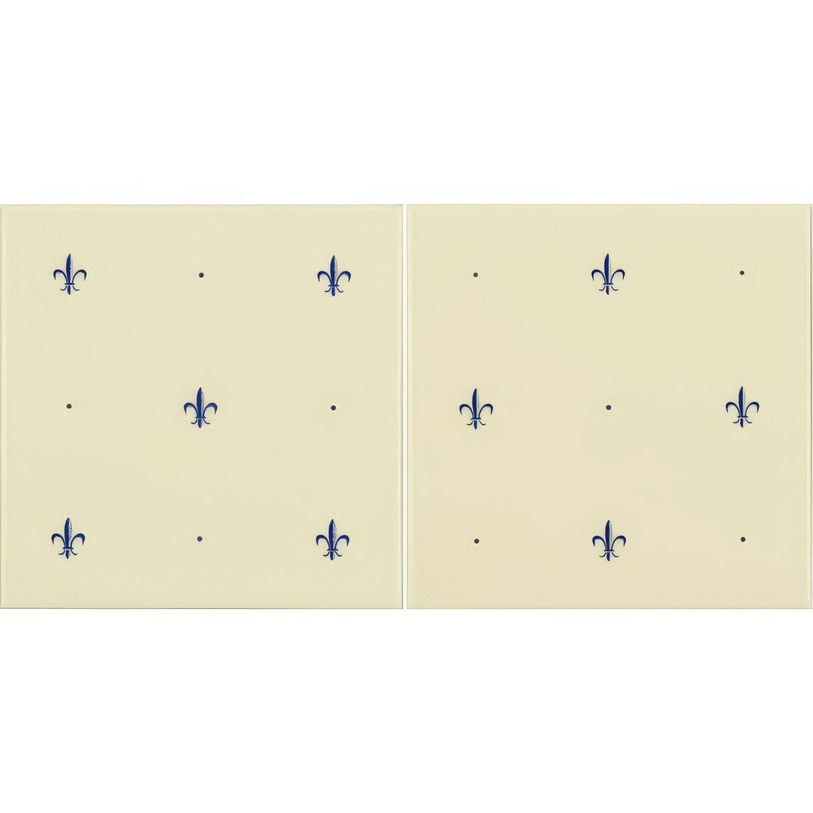Fleur de Lis Royal Blue On Colonial White (2 Tile Set)