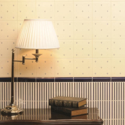 Fleur de Lis Royal Blue On Colonial White (2 Tile Set)