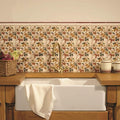 Floral Trellis Continuous Pattern on County White in a bathroom setting