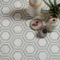 Florence marble mosaic geometric hexagonal tile with white and gray marble pattern for wall or floor use