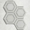 Florence marble mosaic gray hexagonal tile with raised beveled edges and smooth glossy finish for wall or floor use