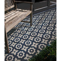 Dark blue and cream floral patterned porcelain floor tiles from floris porcelain denim collection