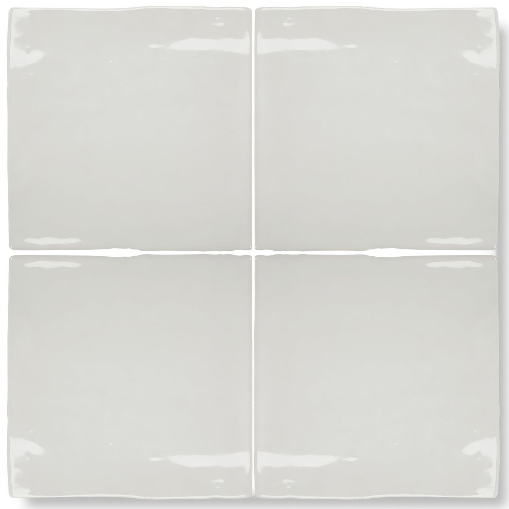 Four square glossy off-white ceramic tiles arranged in a grid for forecast arran square glazed tile product display