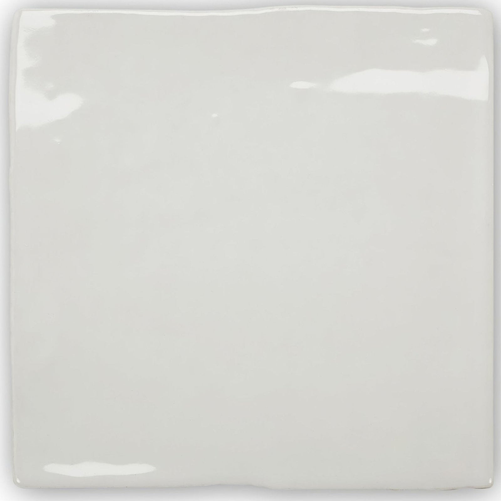 A glossy off-white square ceramic tile with a smooth reflective surface from forecast arran square glazed tile collection