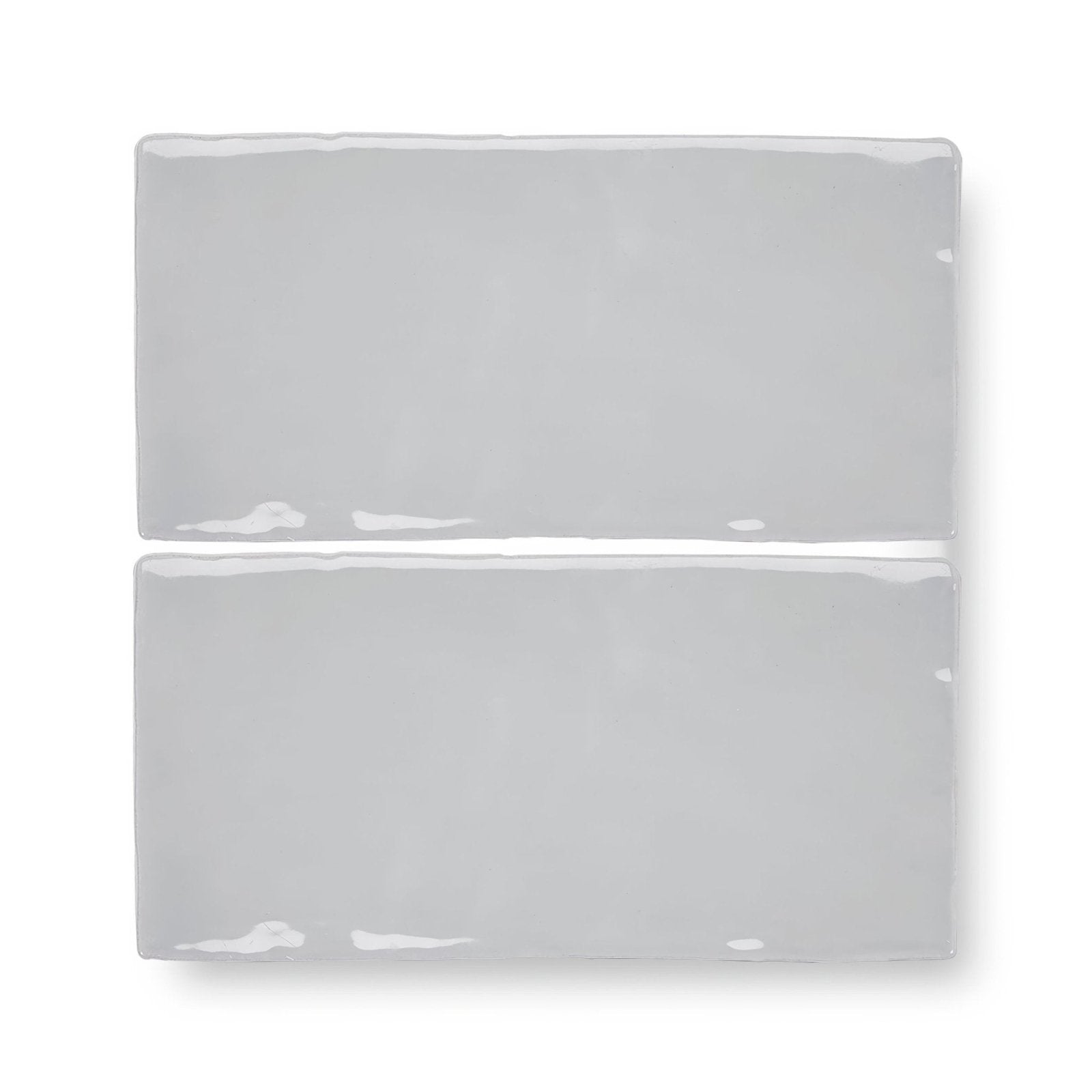Two rectangular glossy gray ceramic tiles stacked vertically forecast cromarty rectangle glazed tile