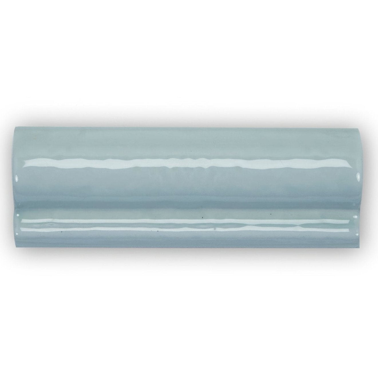 A sleek light blue Forecast Forth glazed dado ceramic tile with subtle two tone design and rounded edges