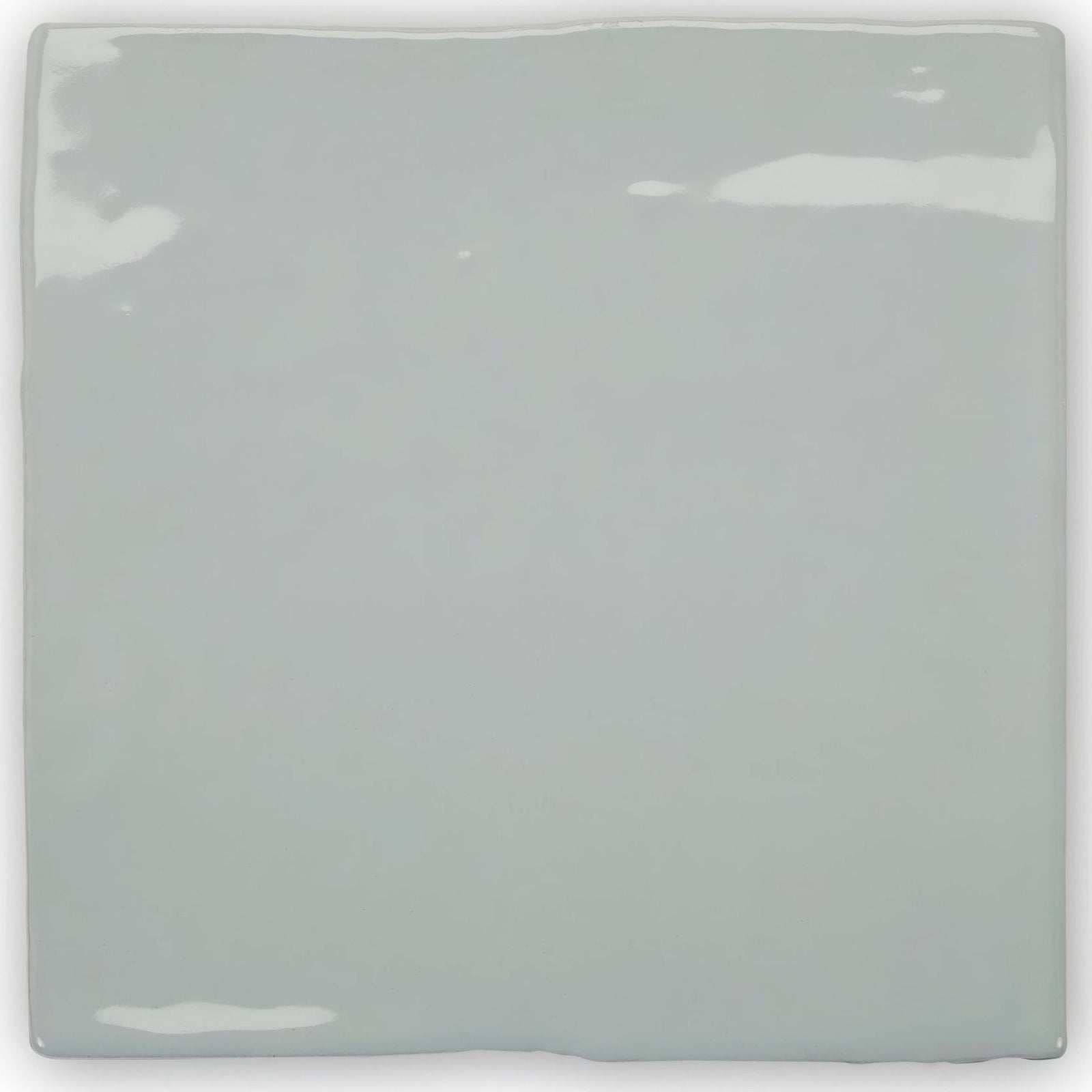 Forecast Rockall square glazed tile is a light gray glossy ceramic tile with subtle reflective highlights