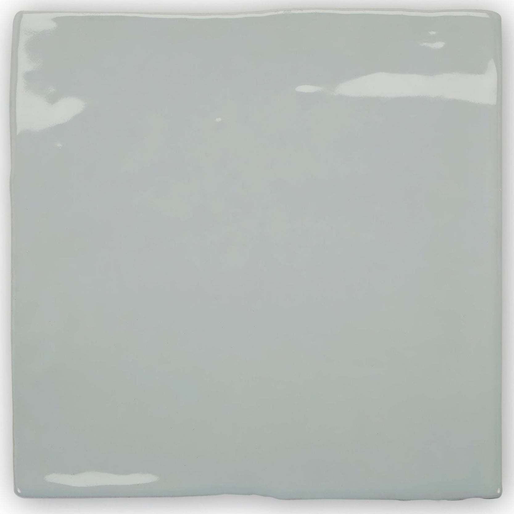 Forecast Rockall square glazed tile is a light gray glossy ceramic tile with subtle reflective highlights