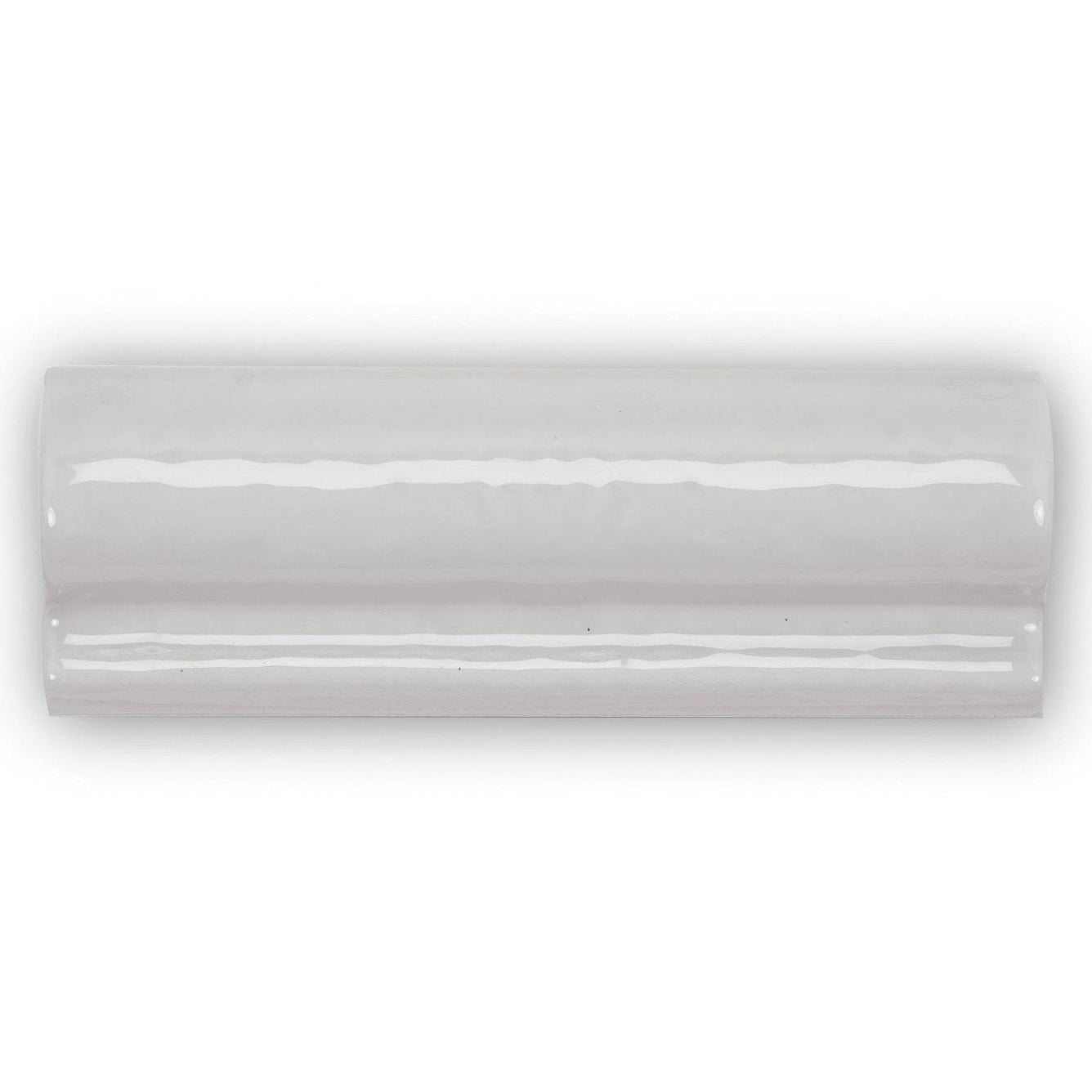 A sleek glossy white ceramic Forecast Sky Glazed Dado tile with smooth rectangular surface and subtle horizontal ridges