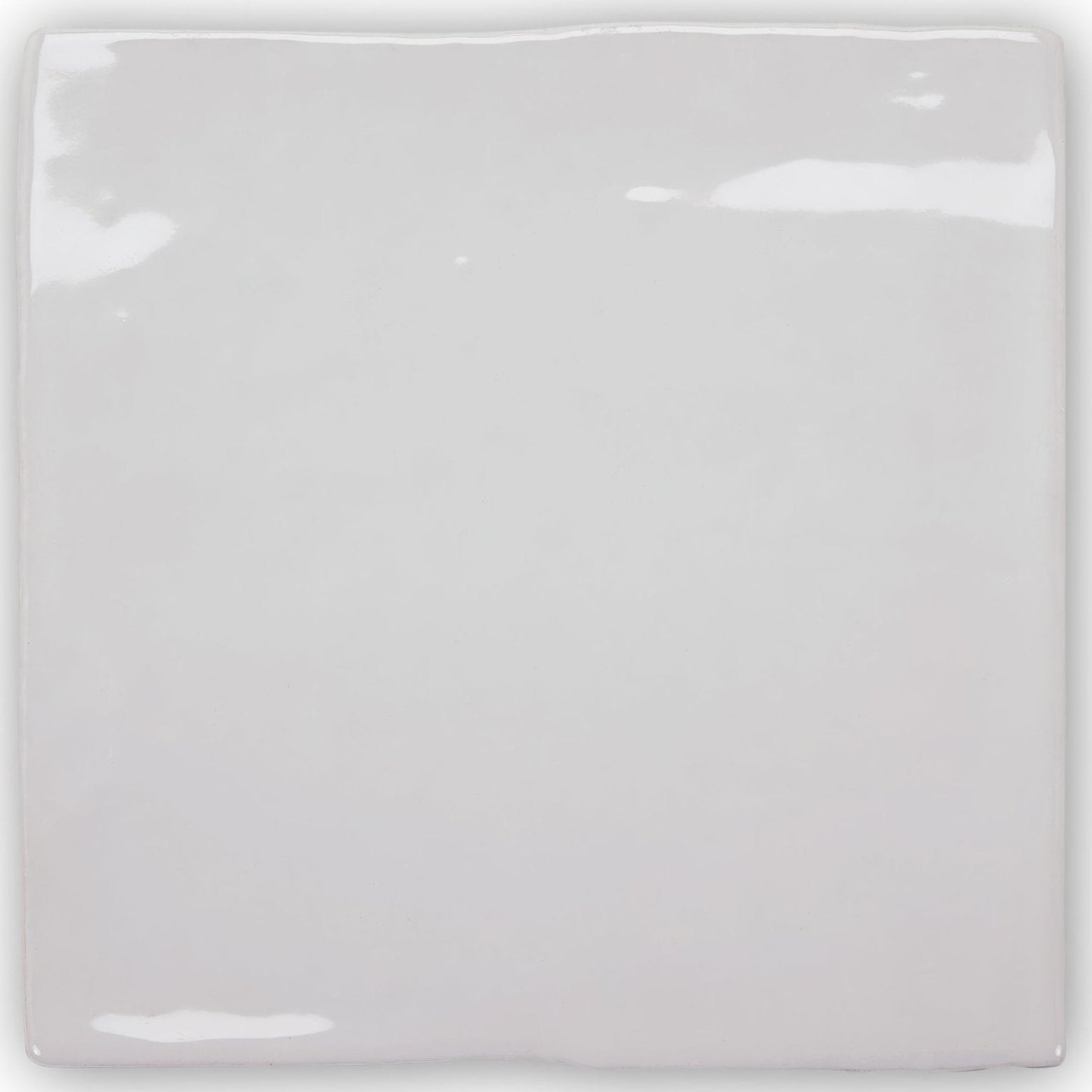A glossy white ceramic Forecast Sky Square glazed tile with smooth rounded edges and subtle reflective highlights