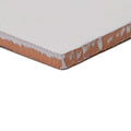 White ceramic forecast sky square glazed tile with rustic terracotta edge and chipped glaze detail