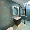 Forged Emerald Porcelain Tile teal-green concrete-effect tile