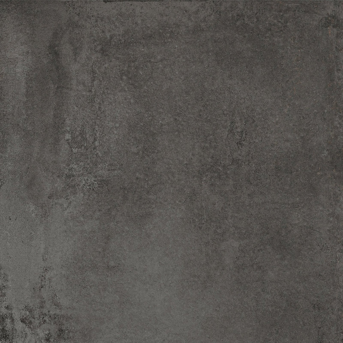 Dark gray forged iron porcelain tile with textured slightly uneven concrete surface for flooring and walls