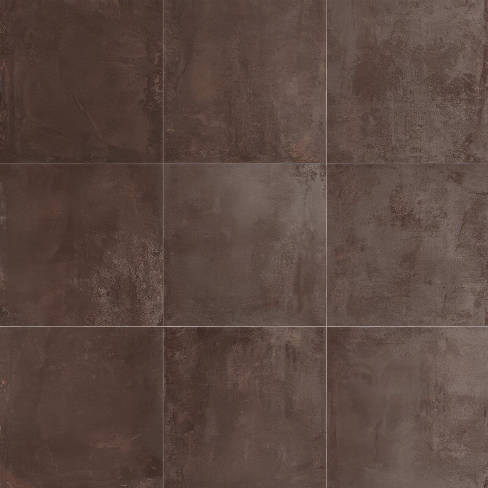 Dark brown forged lava porcelain tile with textured matte finish and subtle tone variations