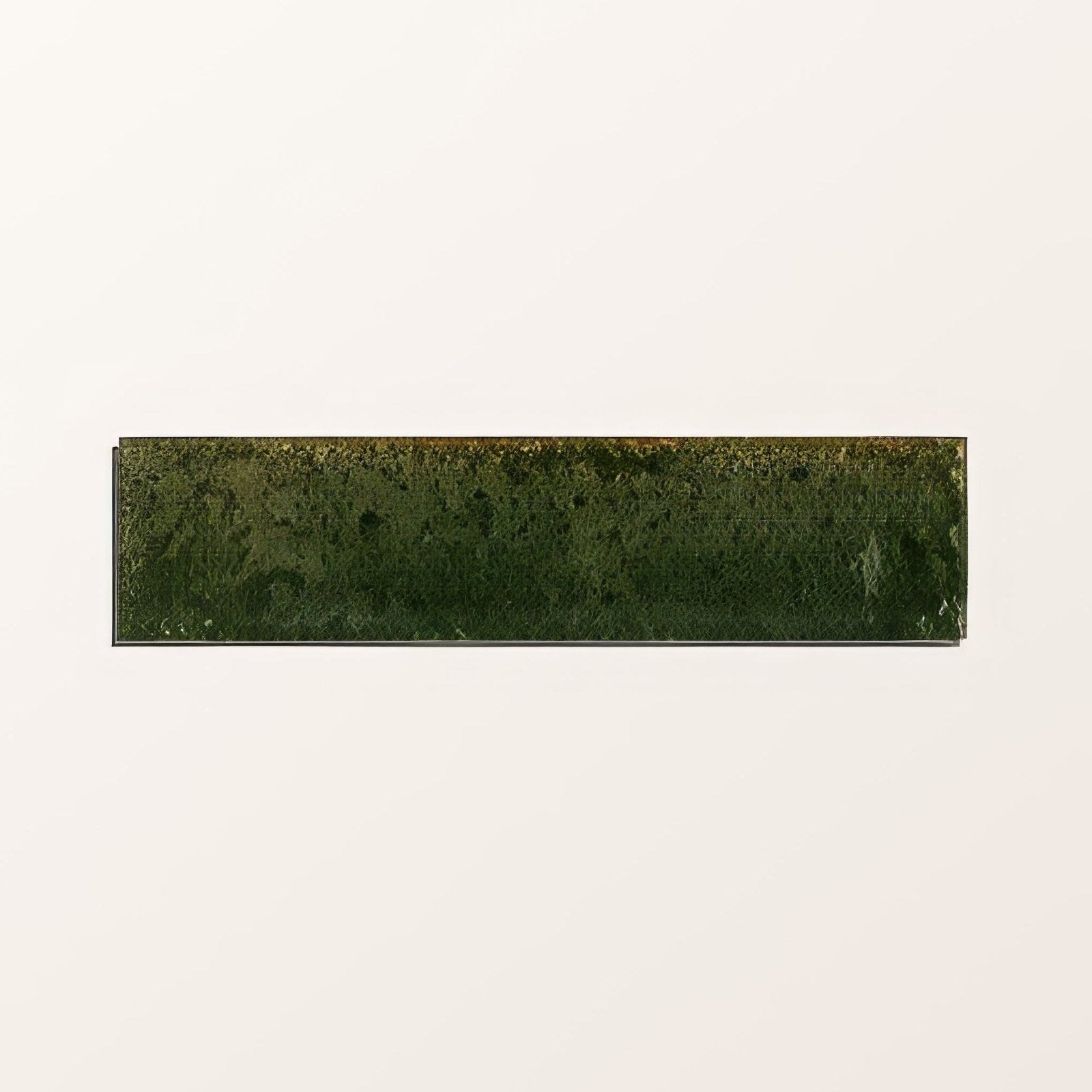 Foundry novo porcelain alligator green rectangular glossy dark green ceramic tile with textured mottled surface and golden undertones