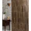 Brown rectangular ceramic tiles with rustic weathered finish foundry novo porcelain beige for flooring and walls